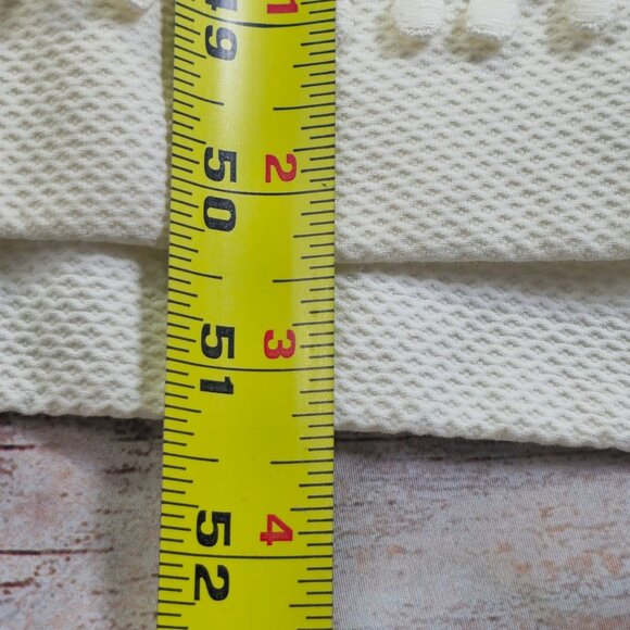 Vintage Ivory Dress With Pom Pom Trim & Bow Detail Sleeveless Empire Waist Squar - Picture 5 of 7